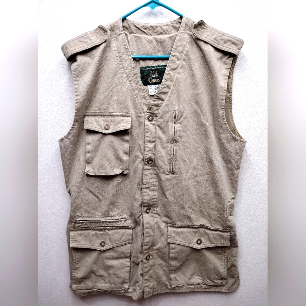 Orvis Vintage Vest Fishing Utility Safari Photography Canvas Men's Medium